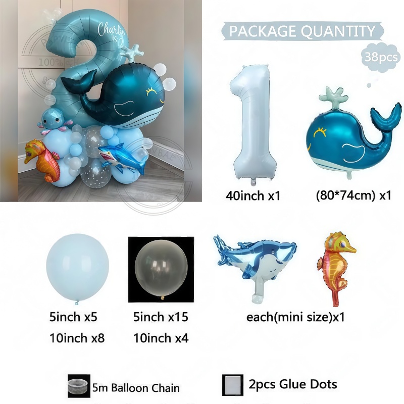 38 шт., набор воздушных шаров  – обзор и цена Marine Aquarium Decorations