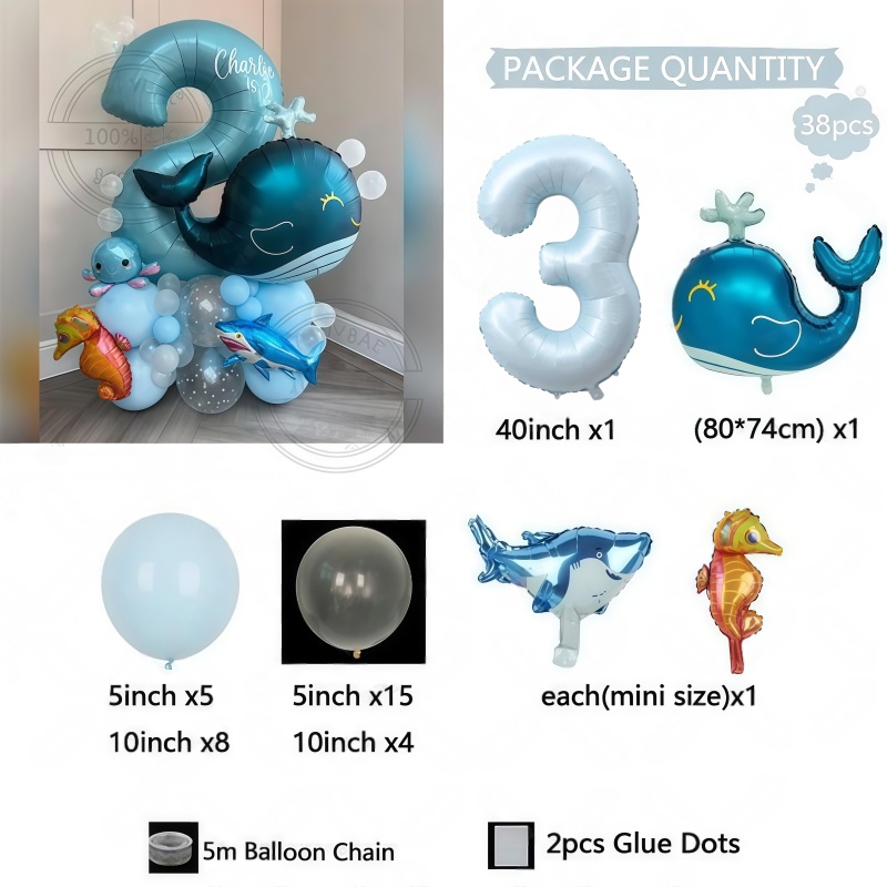 38 шт., набор воздушных шаров  – обзор и цена Marine Aquarium Decorations